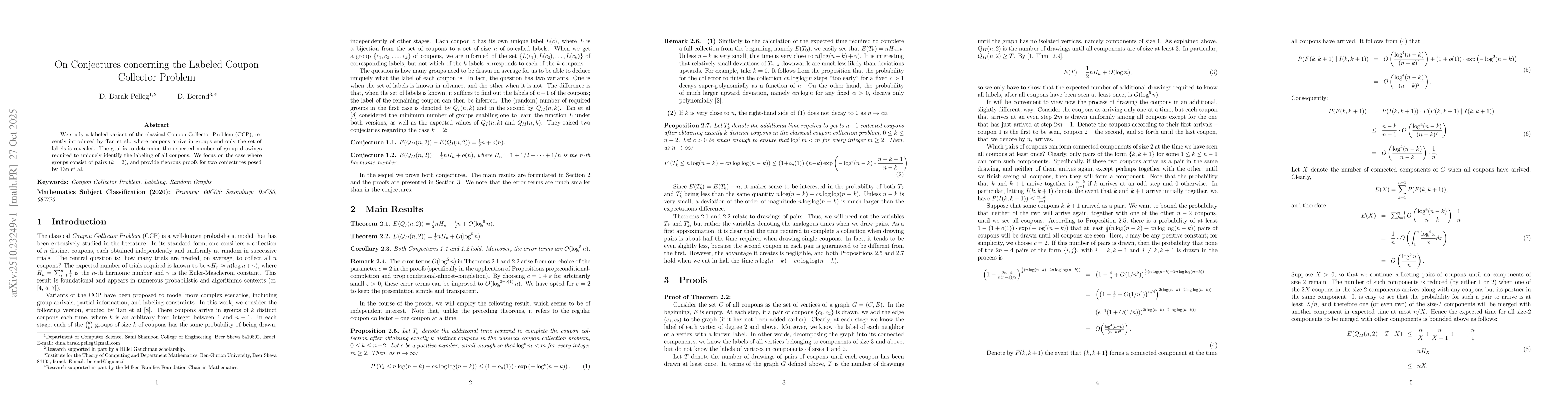 Thumbnail for On Conjectures concerning the Labeled Coupon Collector Problem