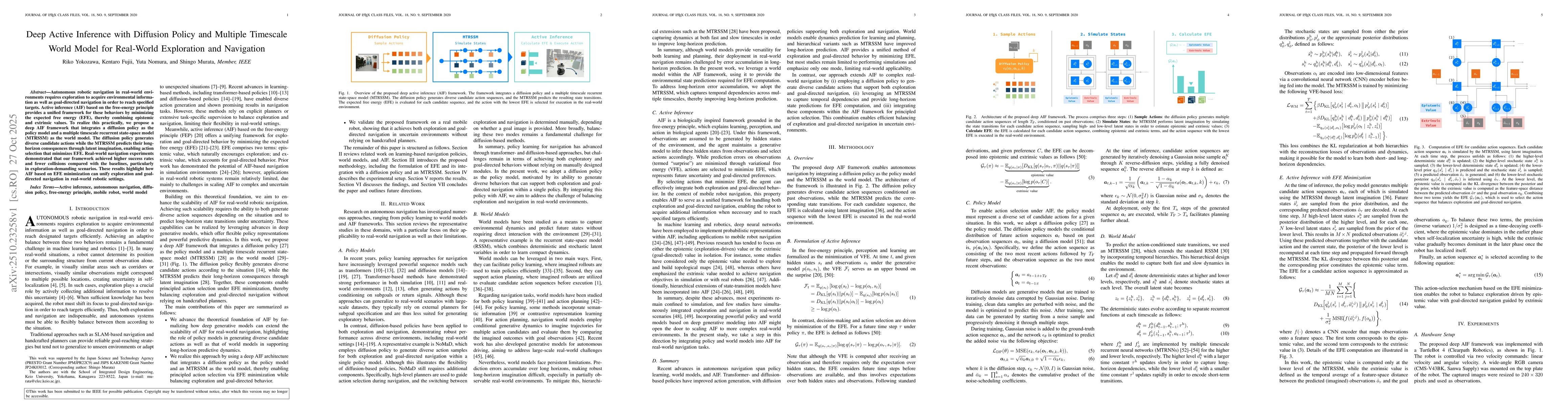Thumbnail for Deep Active Inference with Diffusion Policy and Multiple Timescale World
  Model for Real-World Exploration and Navigation