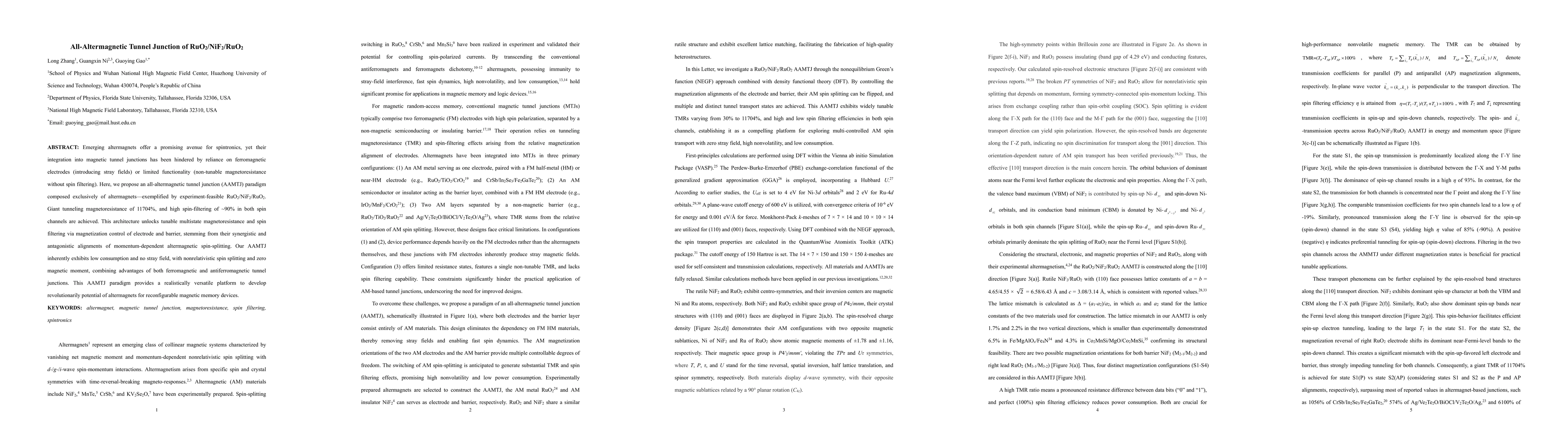 Thumbnail for All-Altermagnetic Tunnel Junction of RuO2/NiF2/RuO2