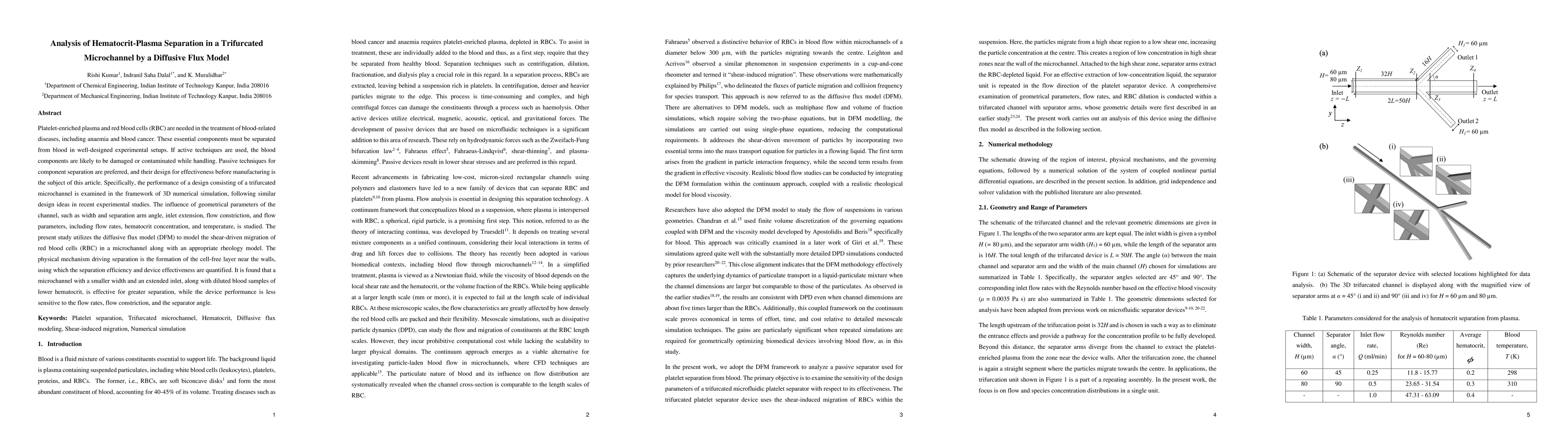 Thumbnail for Analysis of Hematocrit-Plasma Separation in a Trifurcated Microchannel
  by a Diffusive Flux Model