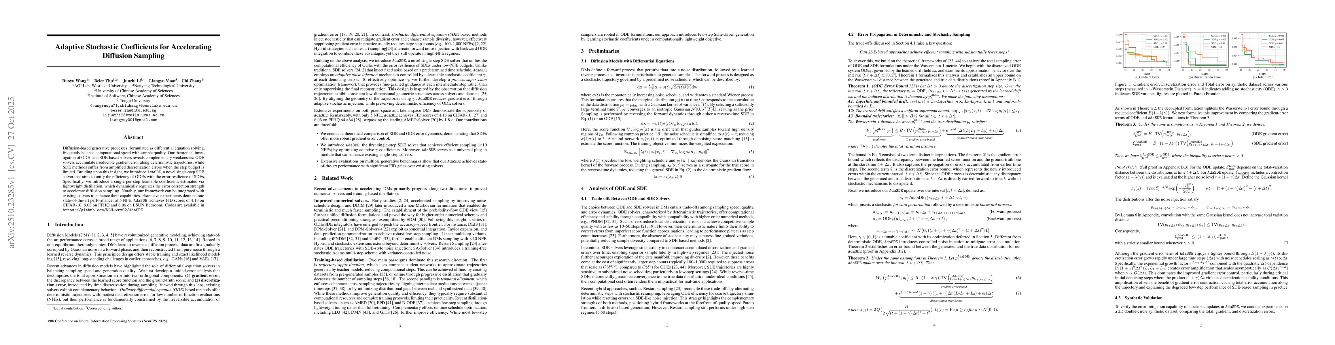 Thumbnail for Adaptive Stochastic Coefficients for Accelerating Diffusion Sampling