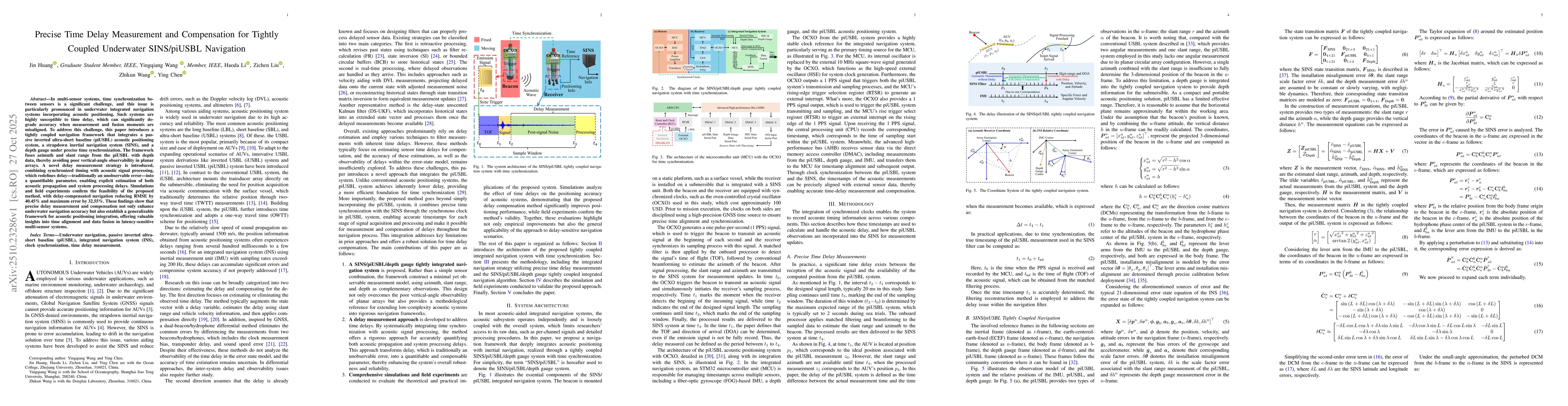 Thumbnail for Precise Time Delay Measurement and Compensation for Tightly Coupled
  Underwater SINS/piUSBL Navigation