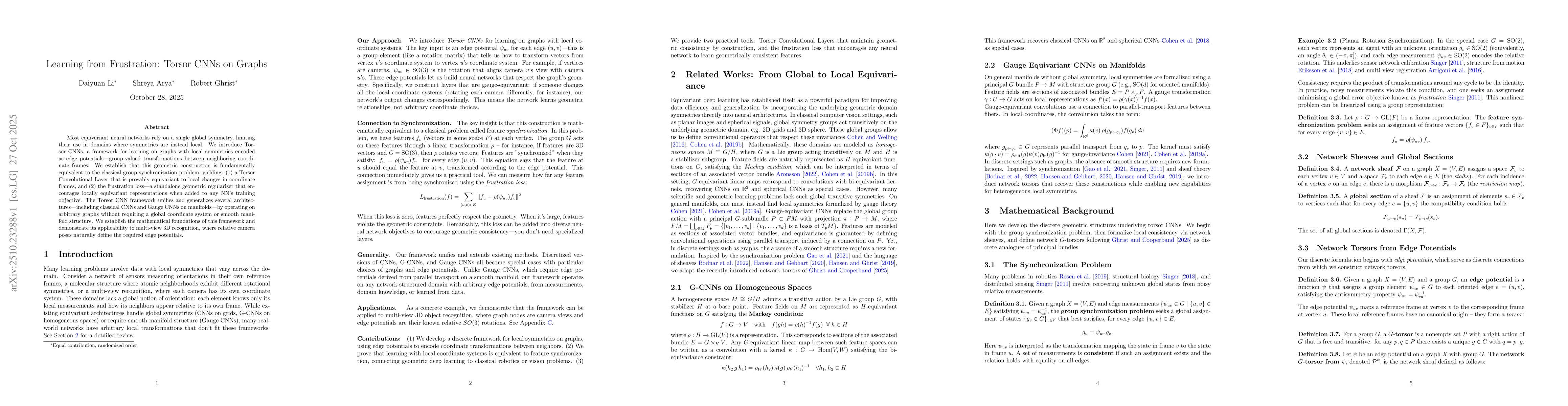 Thumbnail for Learning from Frustration: Torsor CNNs on Graphs
