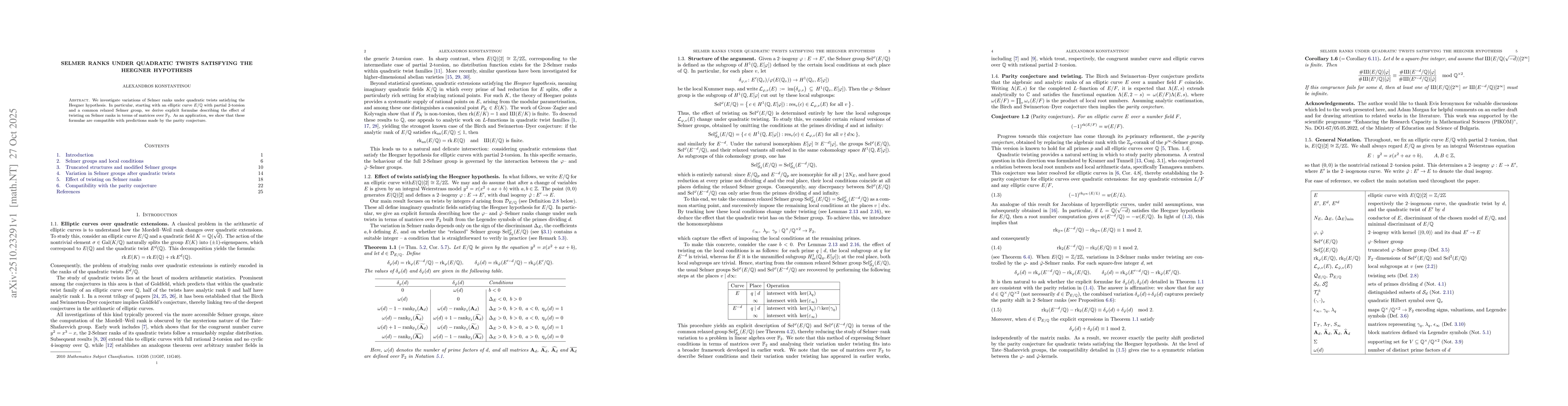Thumbnail for Selmer ranks under quadratic twists satisfying the Heegner hypothesis