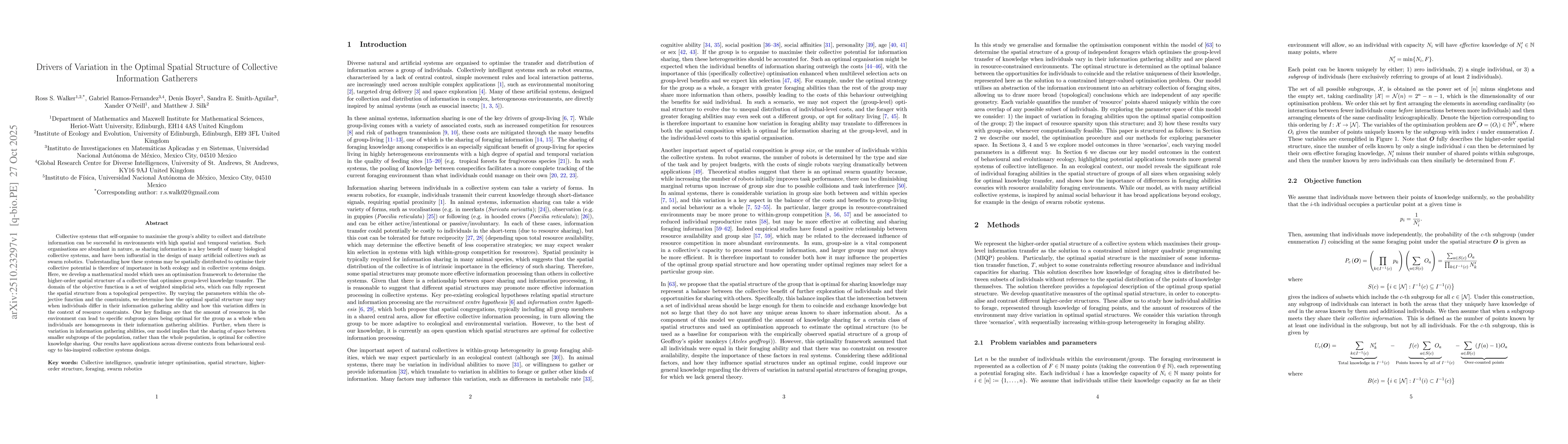 Thumbnail for Drivers of Variation in the Optimal Spatial Structure of Collective
  Information Gatherers