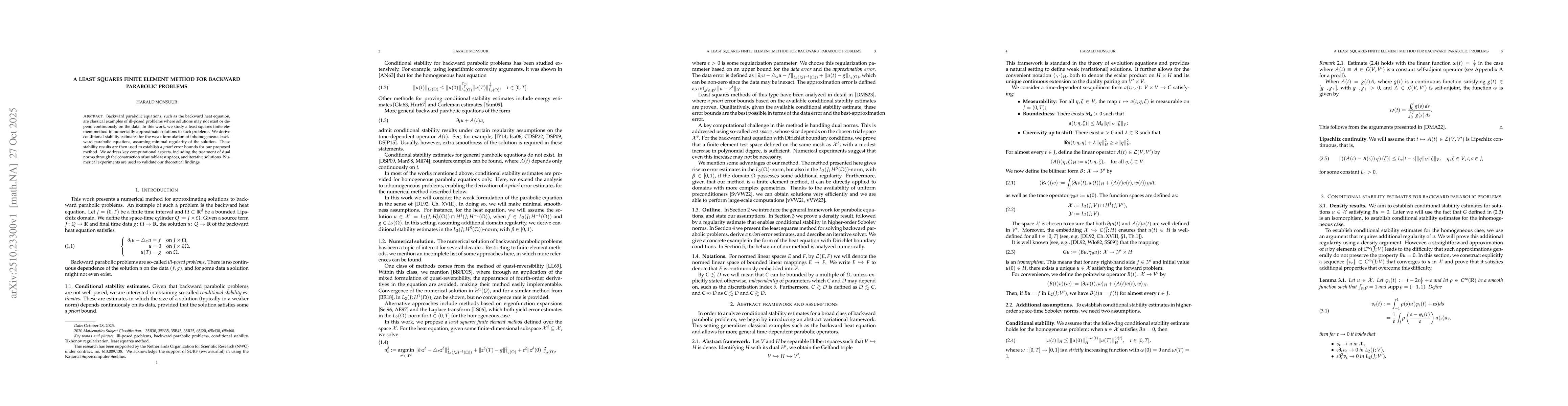 Thumbnail for A least squares finite element method for backward parabolic problems