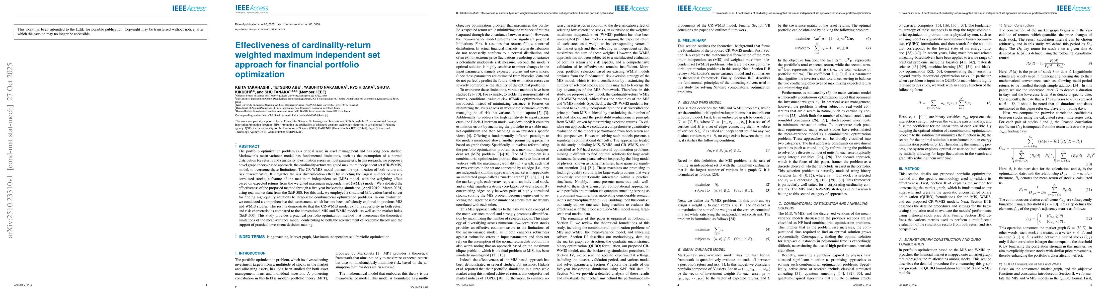 Thumbnail for Effectiveness of cardinality-return weighted maximum independent set
  approach for financial portfolio optimization