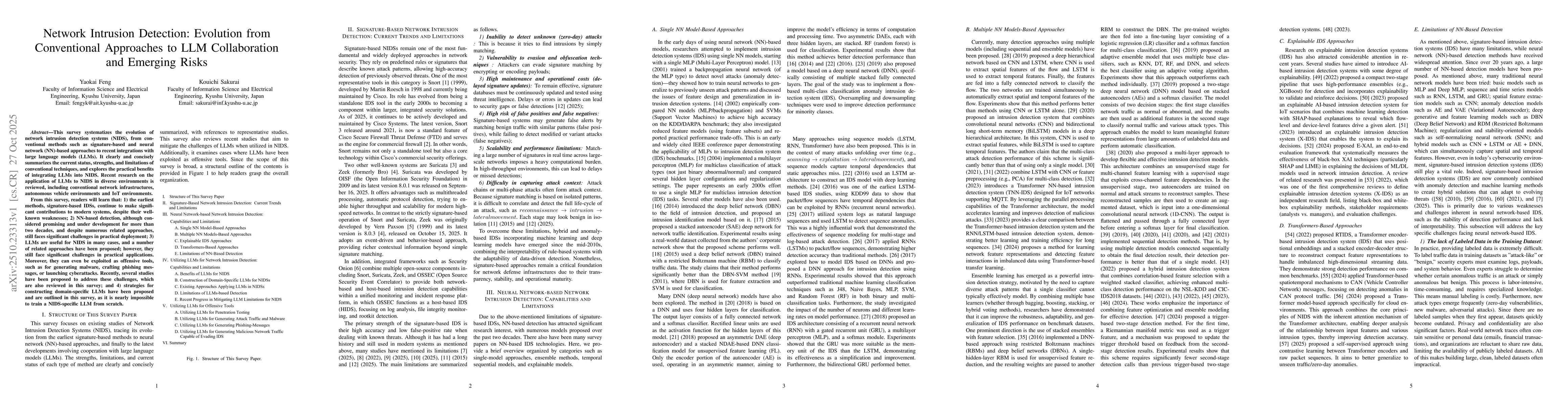 Thumbnail for Network Intrusion Detection: Evolution from Conventional Approaches to
  LLM Collaboration and Emerging Risks