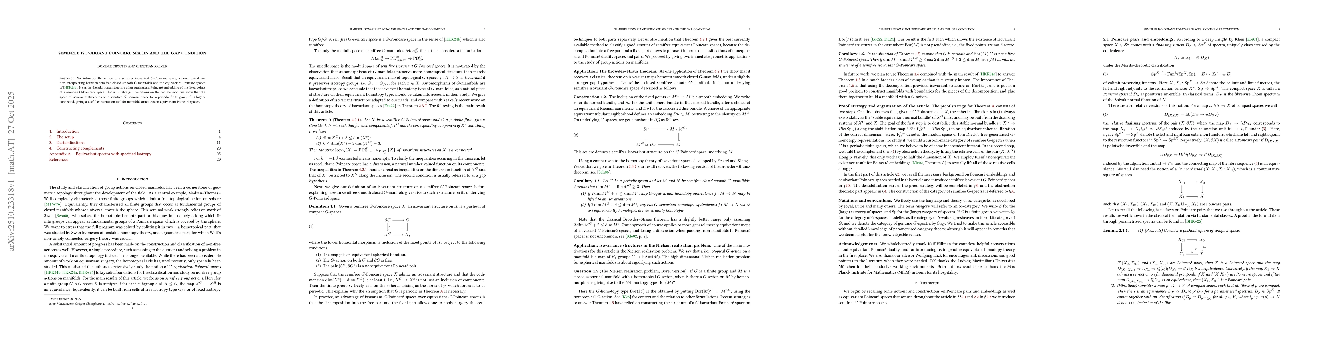 Thumbnail for Semifree Isovariant Poincaré Spaces and the Gap Condition