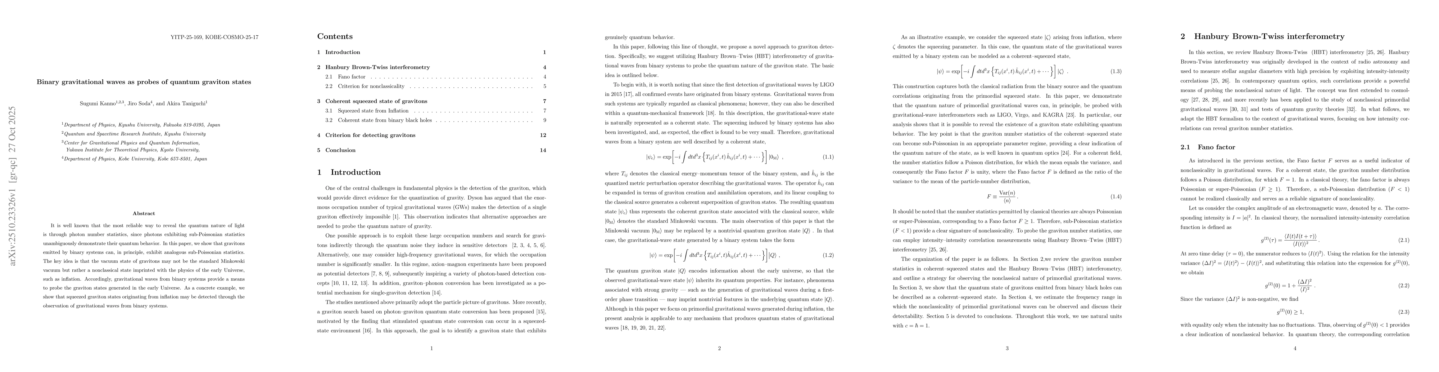 Thumbnail for Binary gravitational waves as probes of quantum graviton states