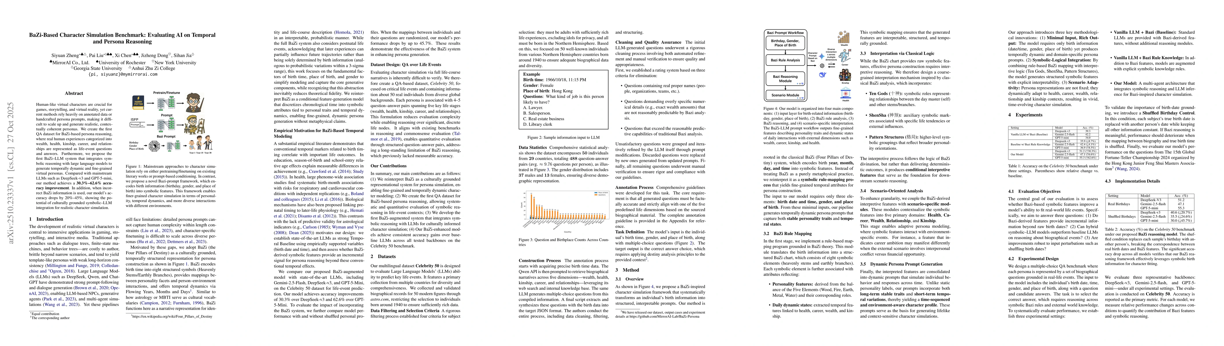 Thumbnail for BaZi-Based Character Simulation Benchmark: Evaluating AI on Temporal and
  Persona Reasoning