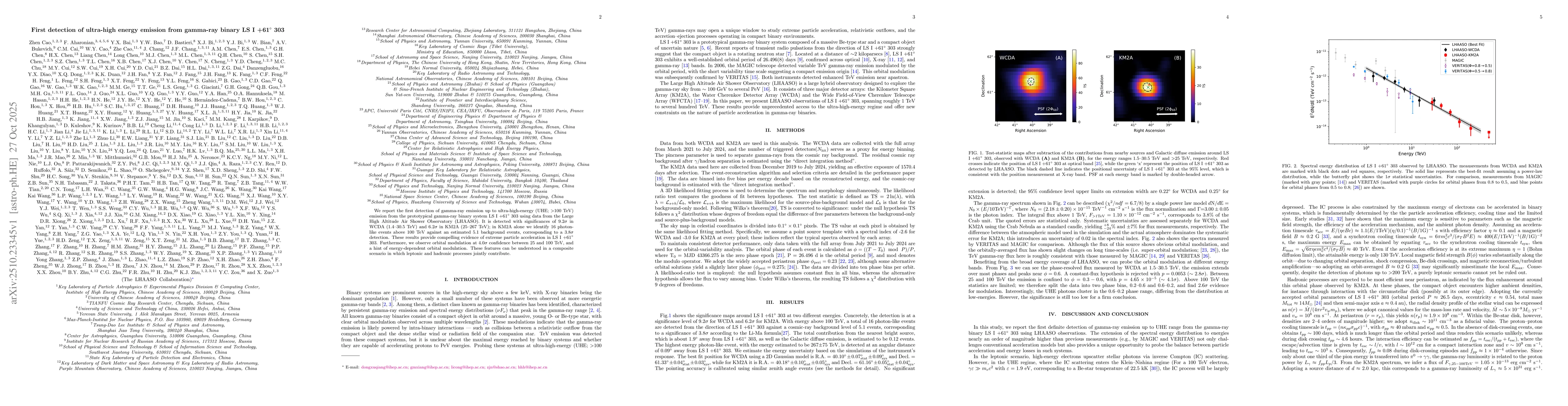 Thumbnail for First detection of ultra-high energy emission from gamma-ray binary LS I
  +61 303