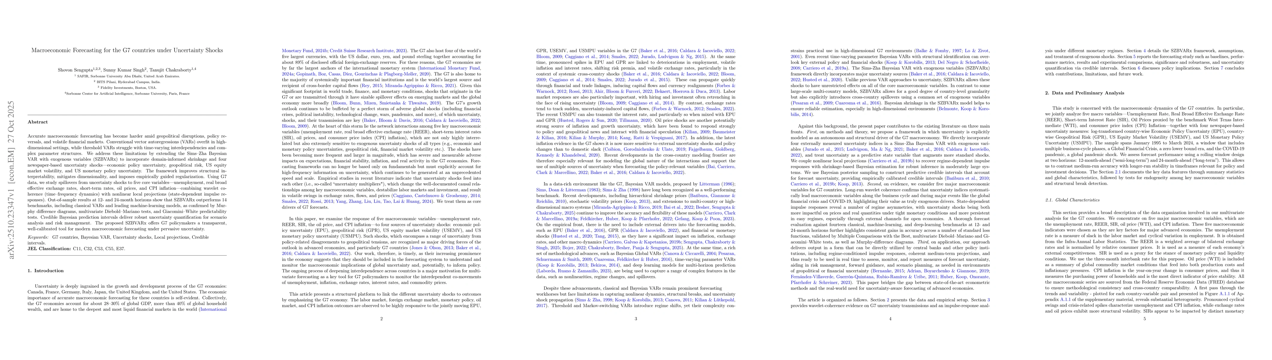 Thumbnail for Macroeconomic Forecasting for the G7 countries under Uncertainty Shocks