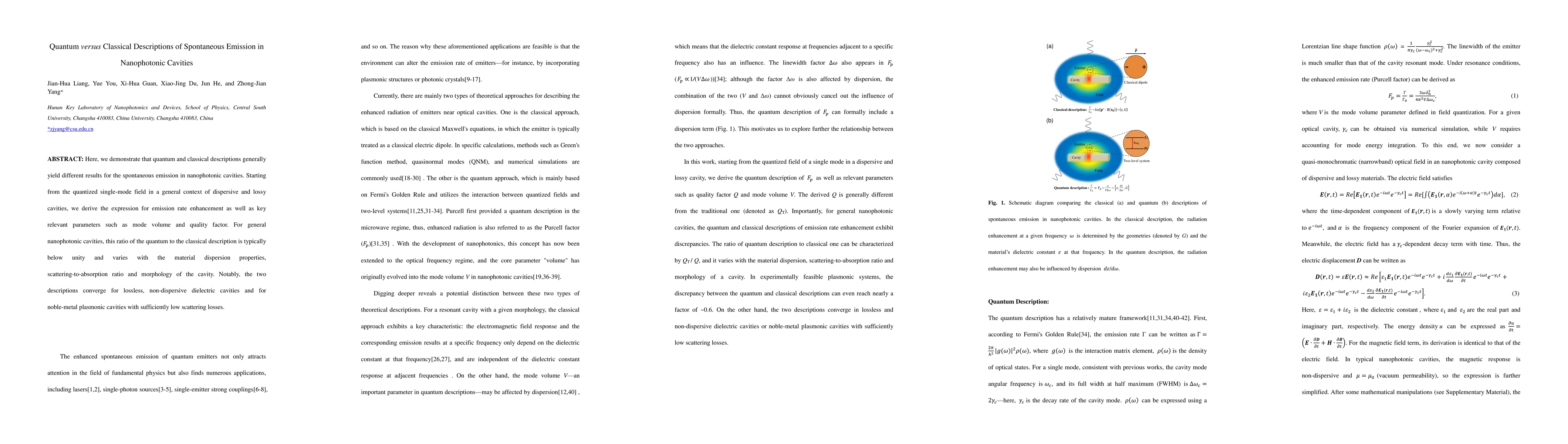Thumbnail for Quantum versus Classical Descriptions of Spontaneous Emission in
  Nanophotonic Cavities