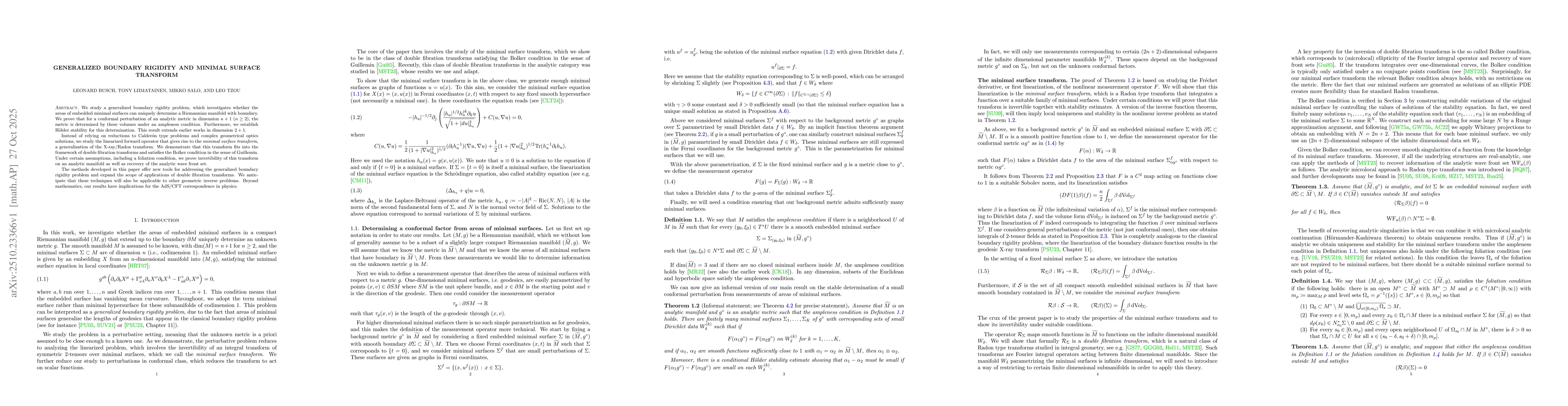 Thumbnail for Generalized boundary rigidity and minimal surface transform