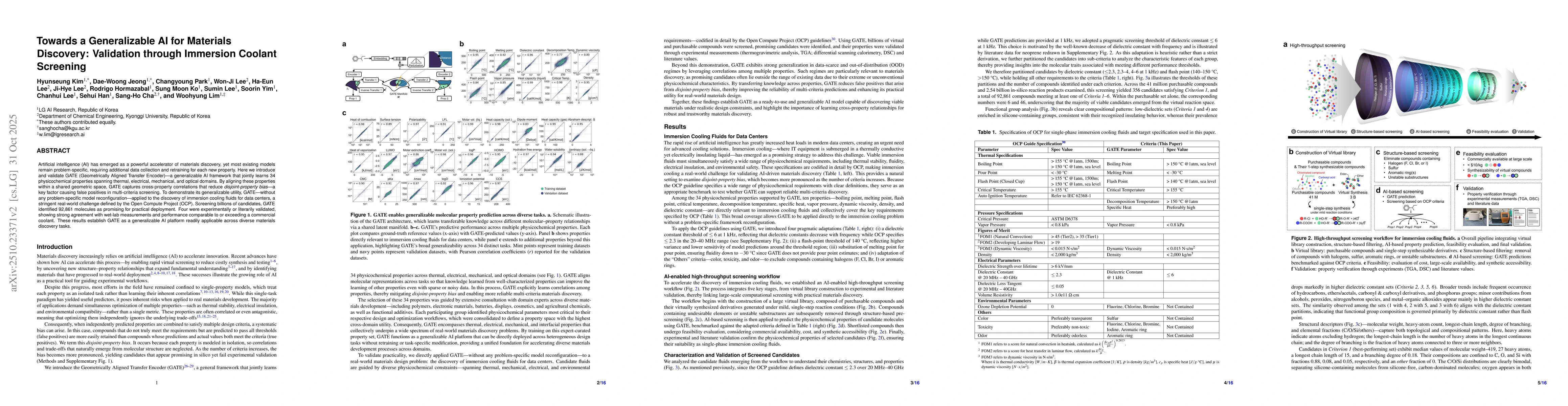 Thumbnail for Towards a Generalizable AI for Materials Discovery: Validation through
  Immersion Coolant Screening