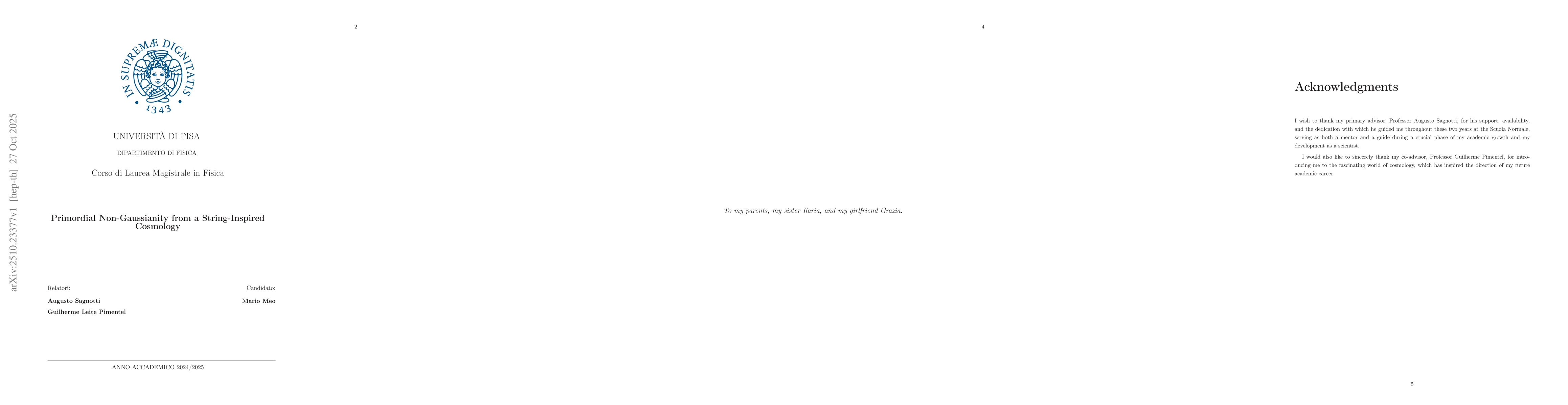 Thumbnail for Primordial Non-Gaussianity from a String-Inspired Cosmology