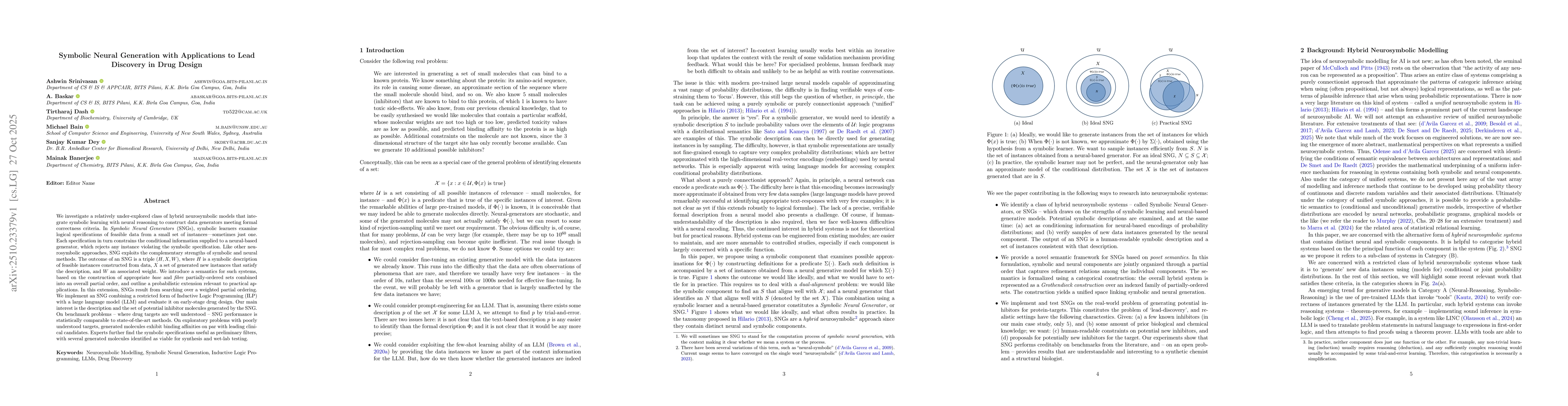 Thumbnail for Symbolic Neural Generation with Applications to Lead Discovery in Drug
  Design