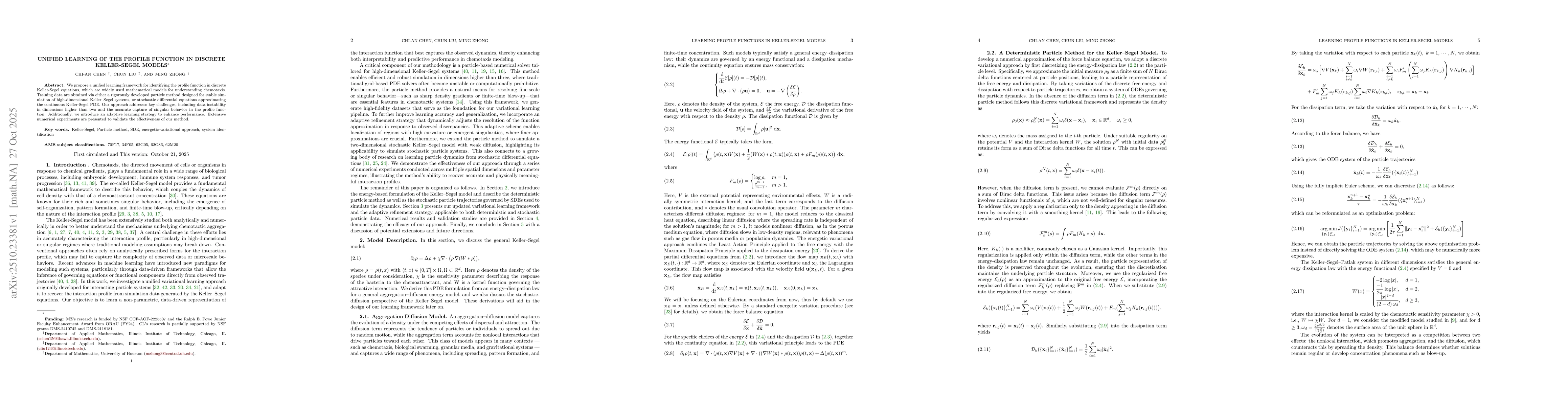 Thumbnail for Unified Learning of the Profile Function in Discrete Keller-Segel Models