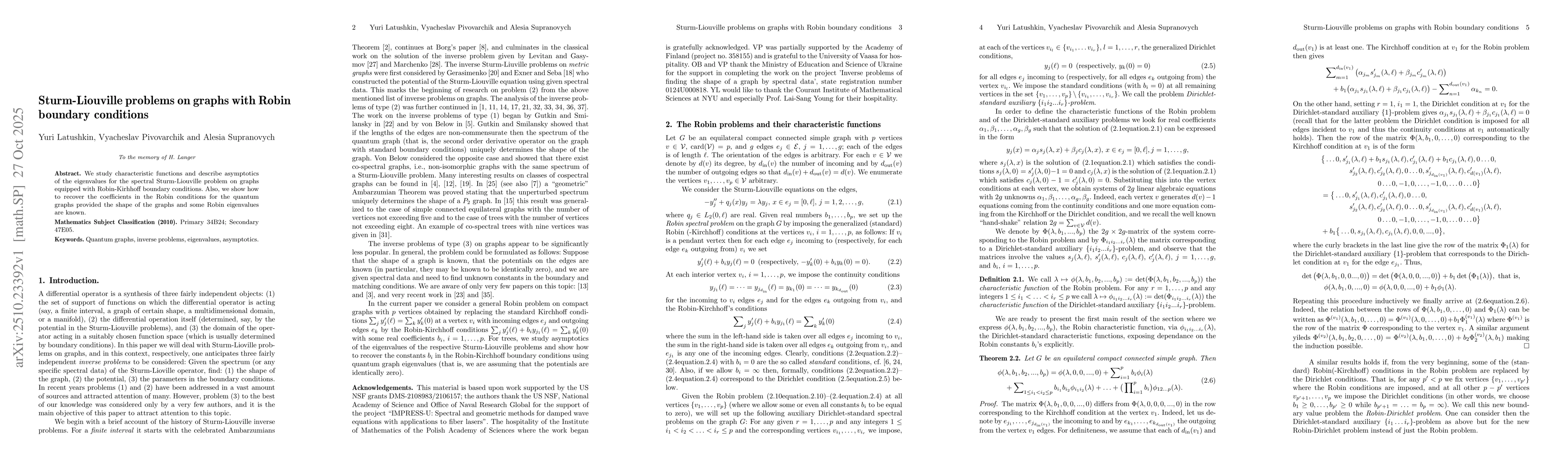 Thumbnail for Sturm-Liouville problems on graphs with Robin boundary conditions