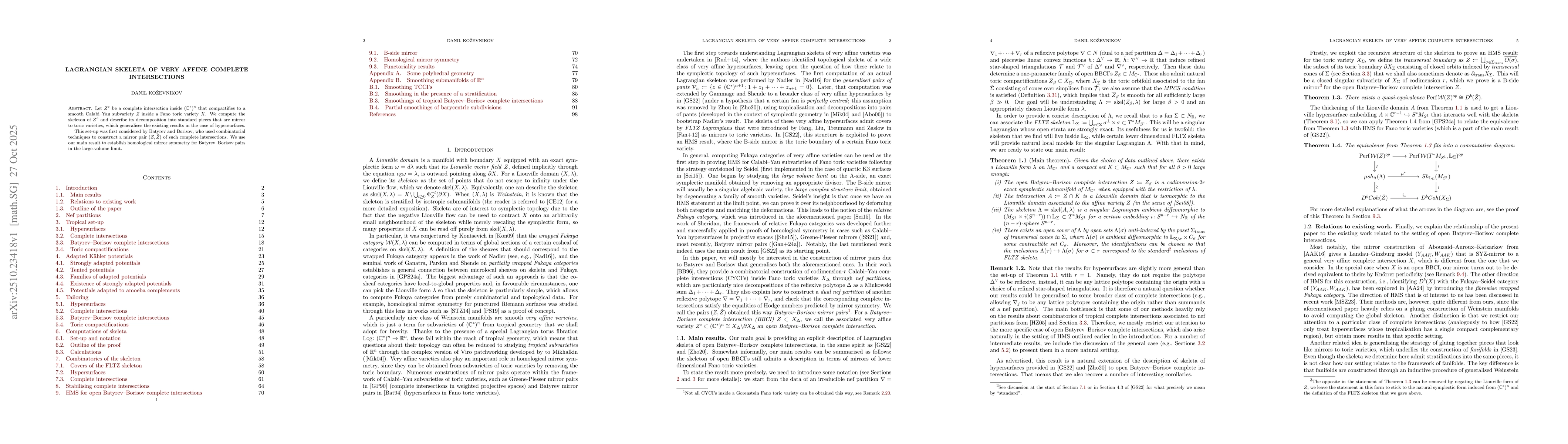 Thumbnail for Lagrangian skeleta of very affine complete intersections
