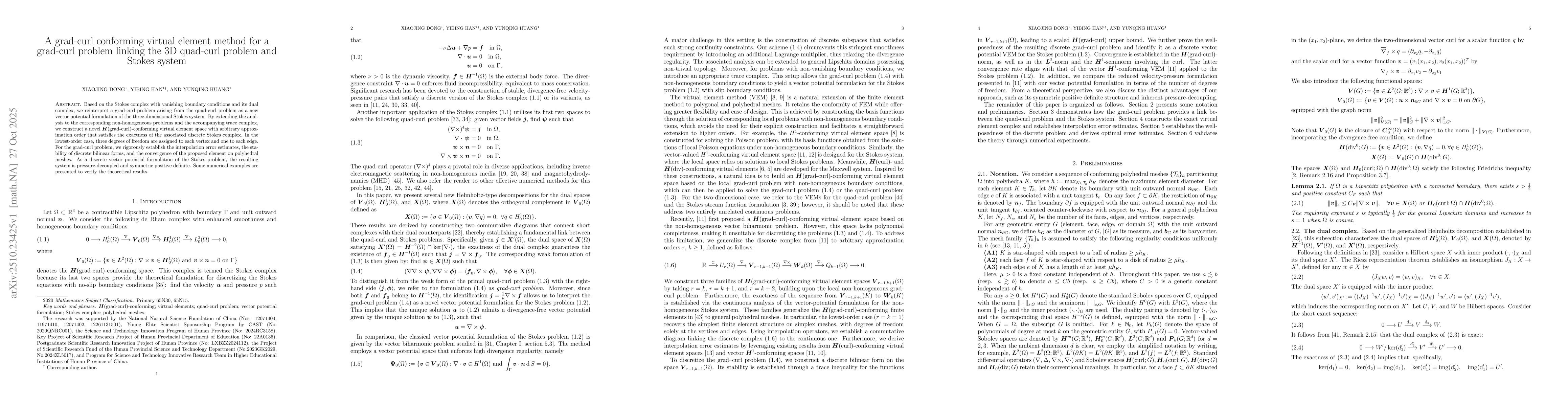 Thumbnail for A grad-curl conforming virtual element method for a grad-curl problem
  linking the 3D quad-curl problem and Stokes system