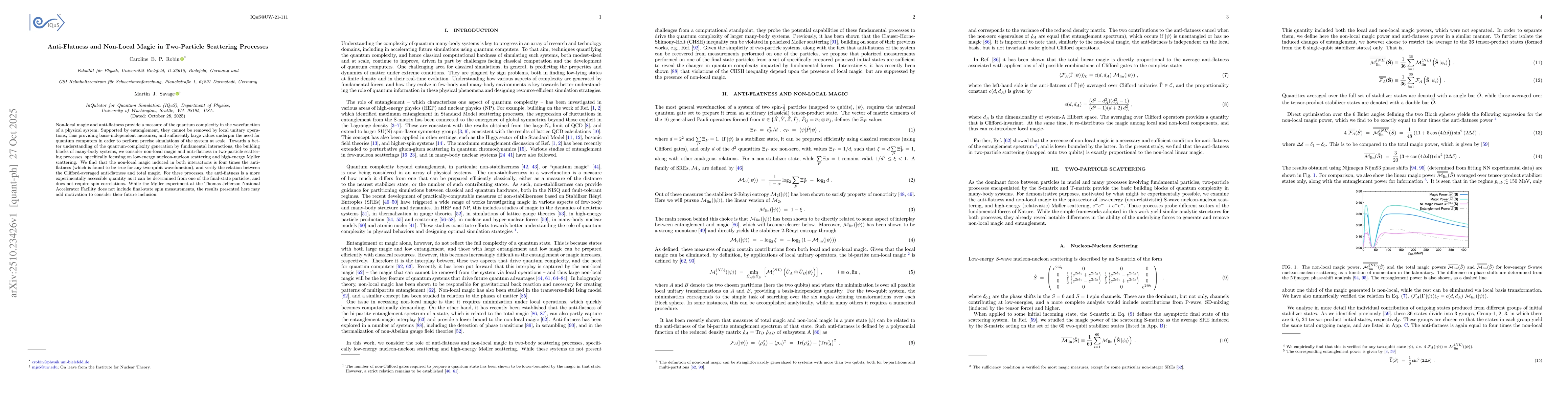 Thumbnail for Anti-Flatness and Non-Local Magic in Two-Particle Scattering Processes