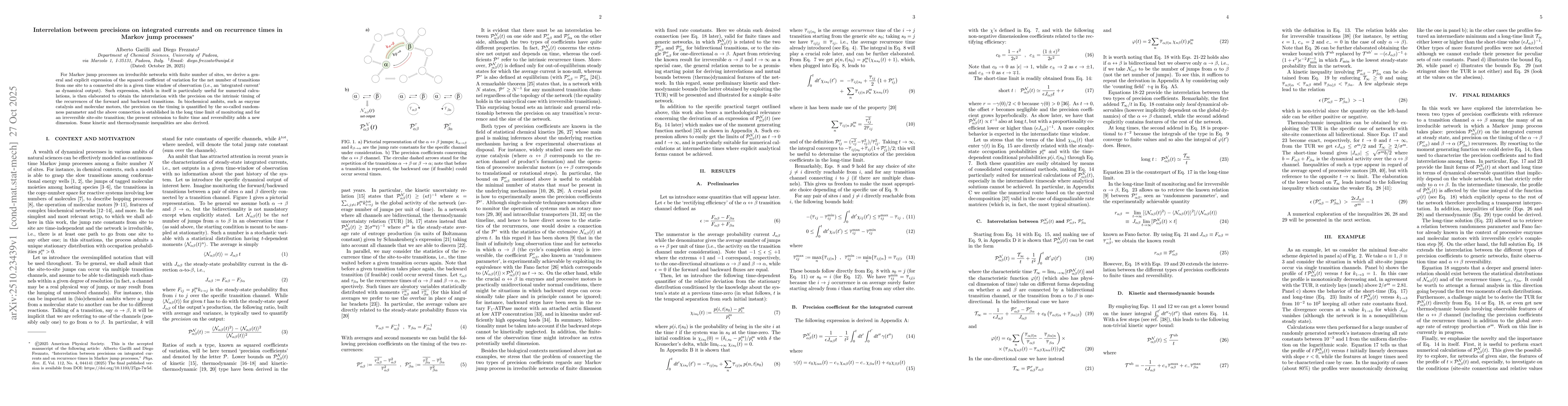 Thumbnail for Interrelation between precisions on integrated currents and on
  recurrence times in Markov jump processes