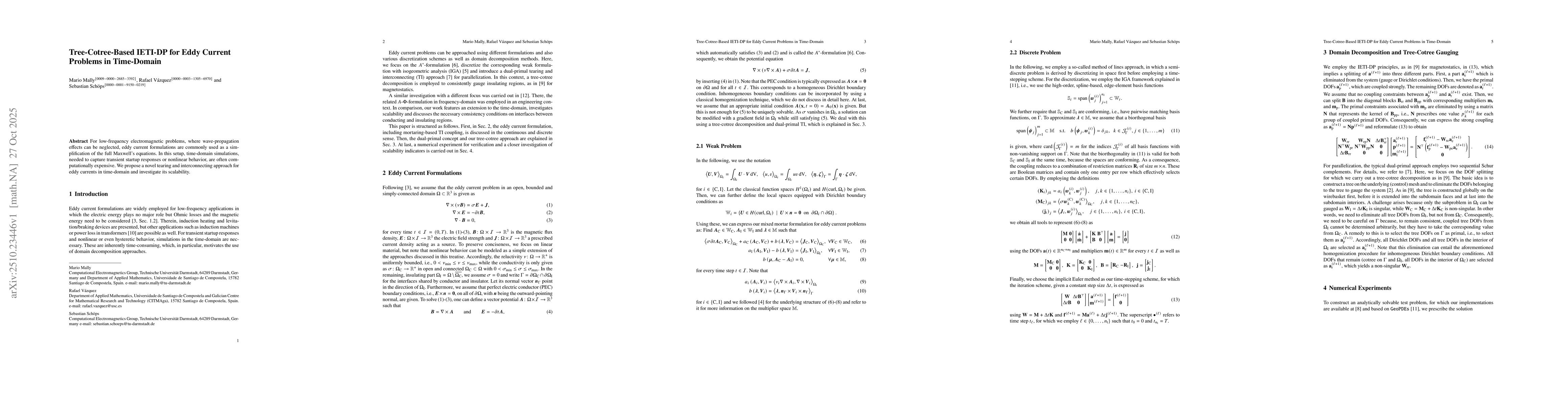 Thumbnail for Tree-Cotree-Based IETI-DP for Eddy Current Problems in Time-Domain