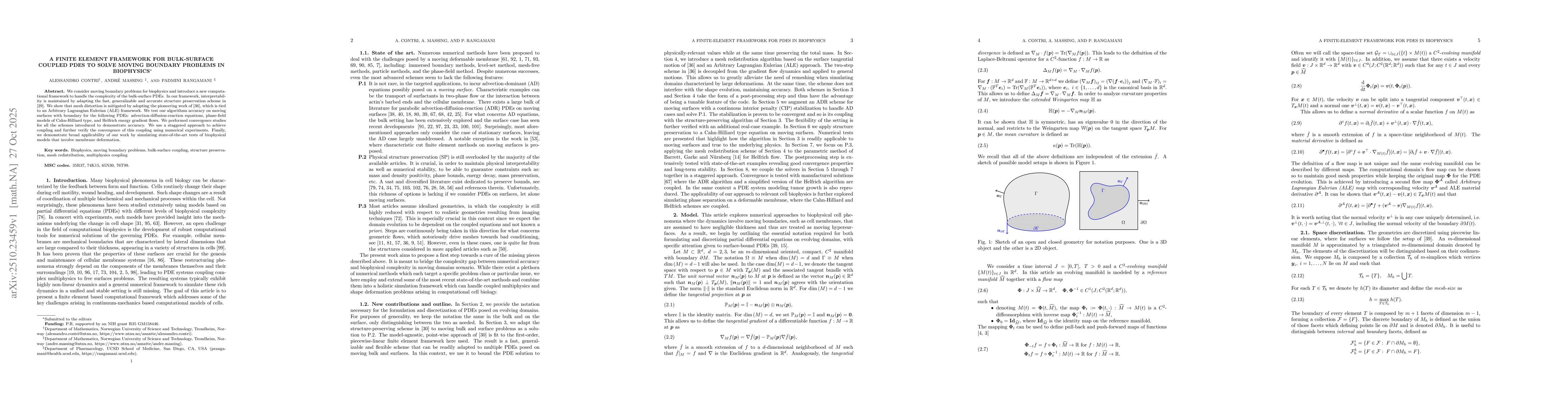 Thumbnail for A Finite Element framework for bulk-surface coupled PDEs to solve moving
  boundary problems in biophysics