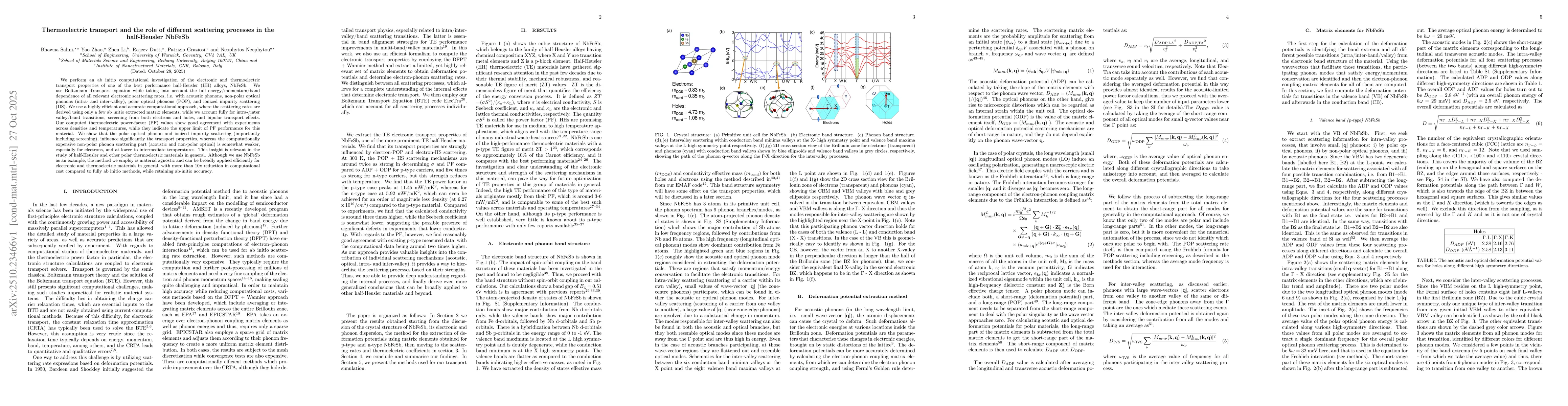 Thumbnail for Thermoelectric transport and the role of different scattering processes
  in the half-Heusler NbFeSb