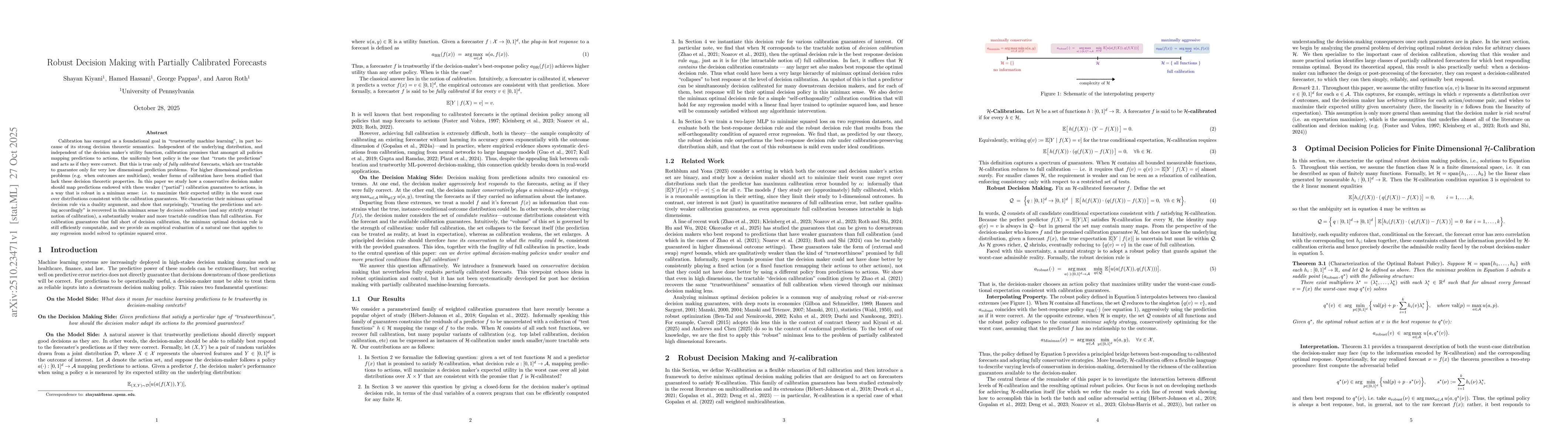 Thumbnail for Robust Decision Making with Partially Calibrated Forecasts