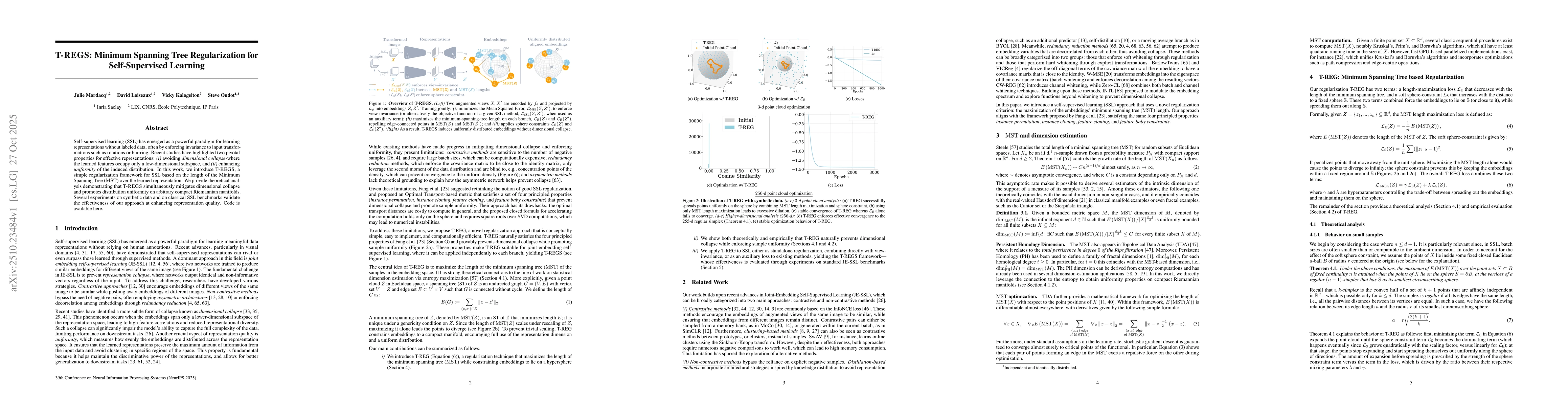 Thumbnail for T-REGS: Minimum Spanning Tree Regularization for Self-Supervised
  Learning