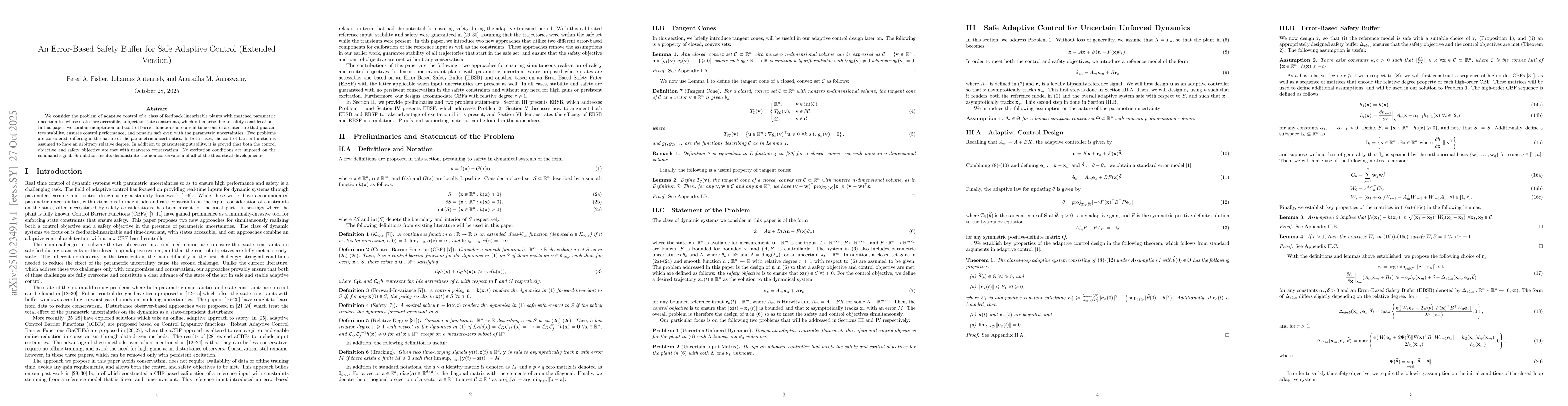 Thumbnail for An Error-Based Safety Buffer for Safe Adaptive Control (Extended
  Version)