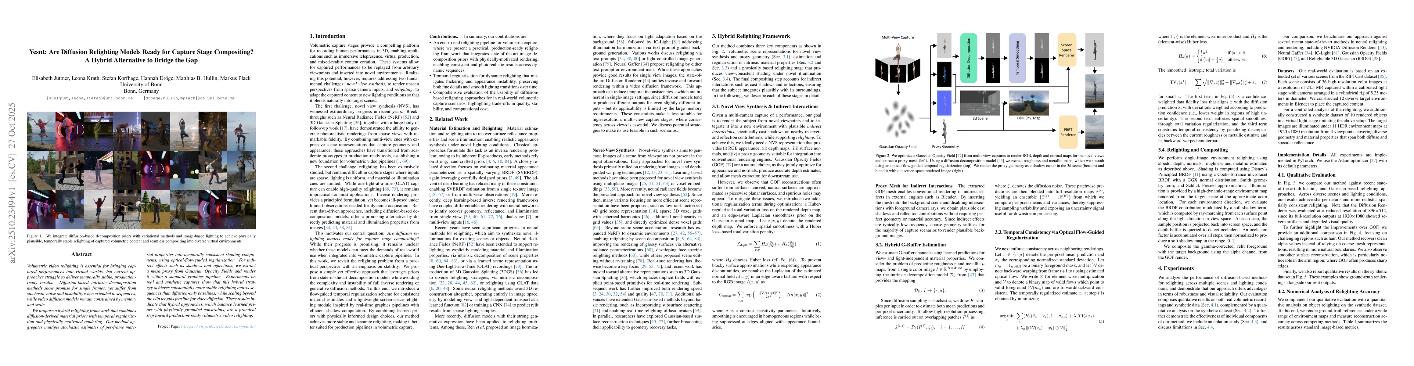 Thumbnail for Yesnt: Are Diffusion Relighting Models Ready for Capture Stage
  Compositing? A Hybrid Alternative to Bridge the Gap