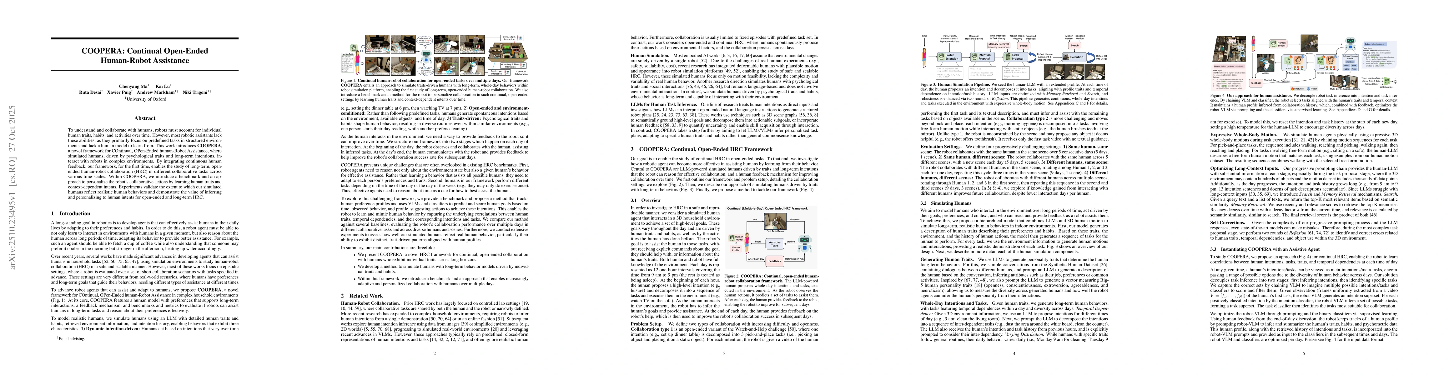 Thumbnail for COOPERA: Continual Open-Ended Human-Robot Assistance