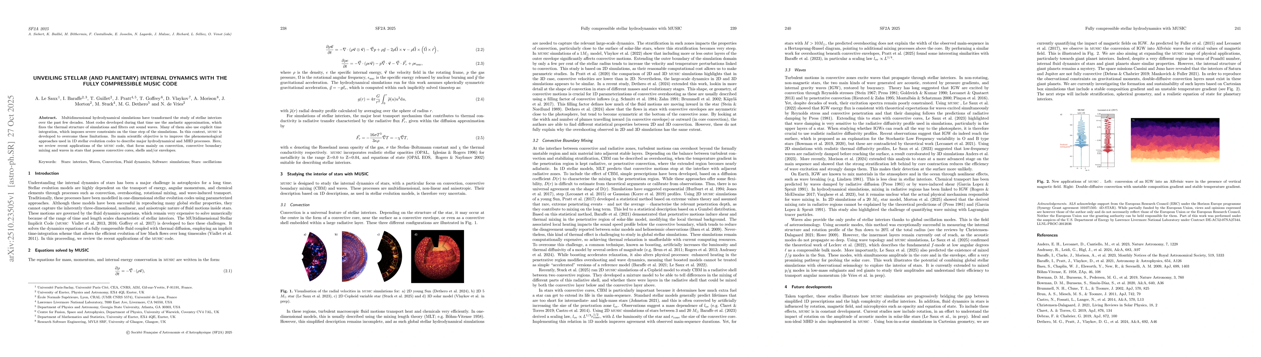 Thumbnail for Unveiling stellar (and planetary) internal dynamics with the fully
  compressible MUSIC code