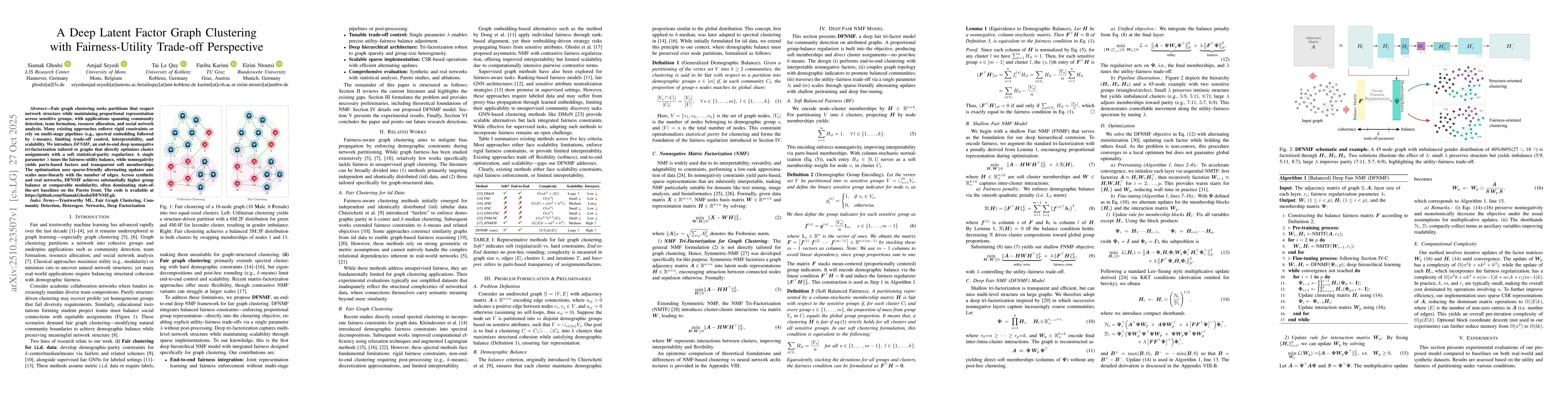 Thumbnail for A Deep Latent Factor Graph Clustering with Fairness-Utility Trade-off
  Perspective