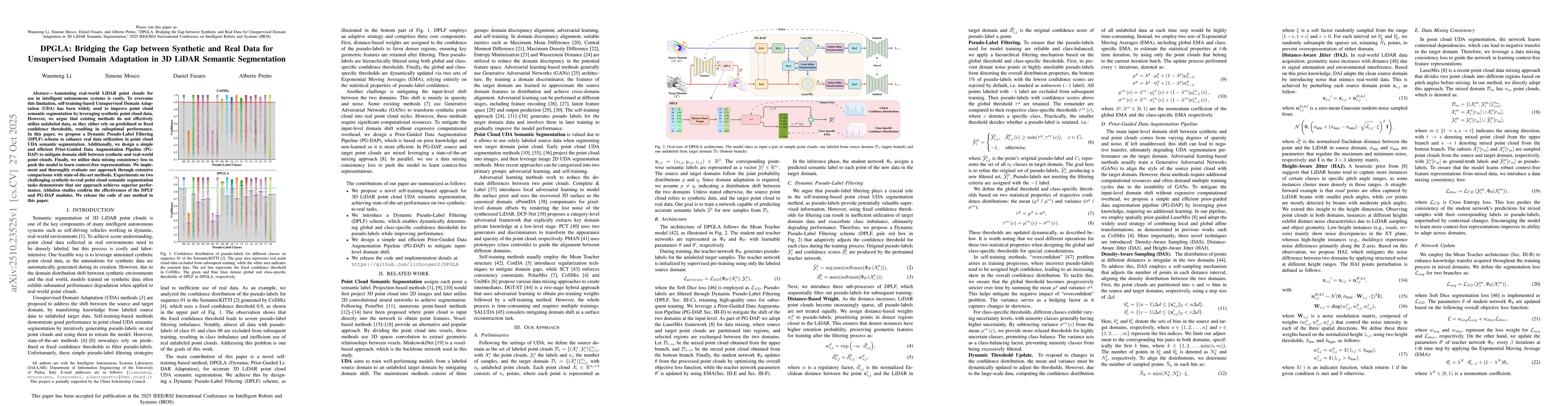 Thumbnail for DPGLA: Bridging the Gap between Synthetic and Real Data for Unsupervised
  Domain Adaptation in 3D LiDAR Semantic Segmentation