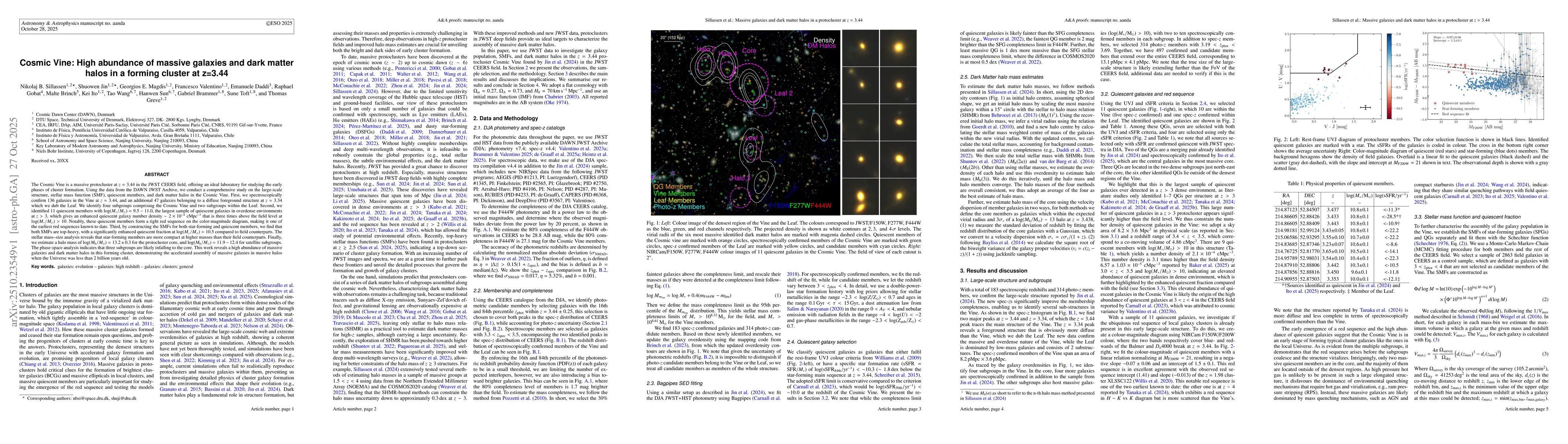 Thumbnail for Cosmic Vine: High abundance of massive galaxies and dark matter halos in
  a forming cluster at z=3.44