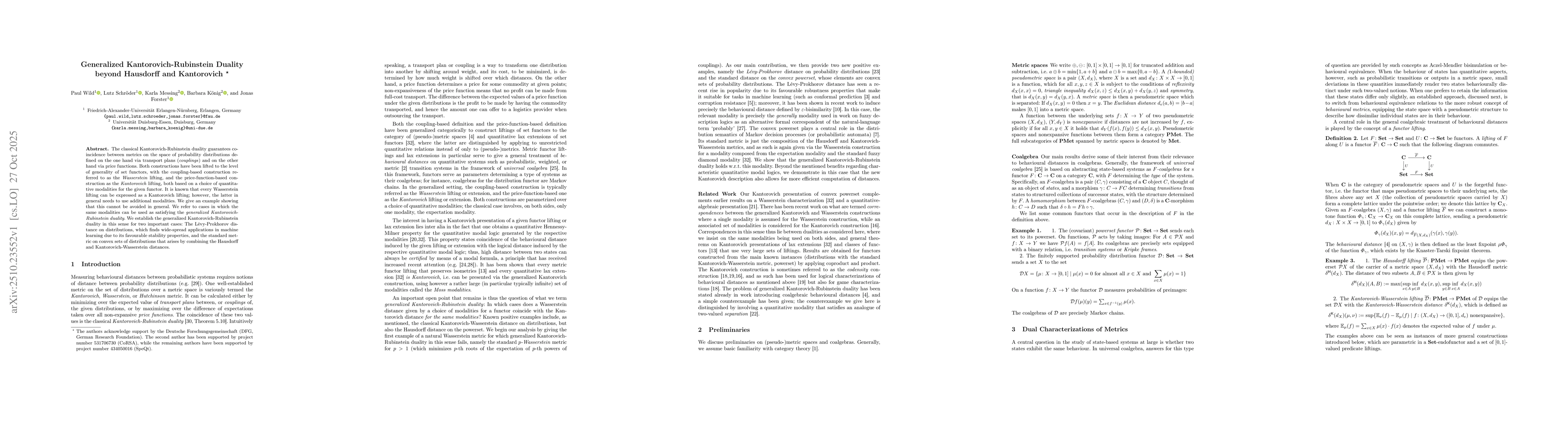 Thumbnail for Generalized Kantorovich-Rubinstein Duality beyond Hausdorff and
  Kantorovich