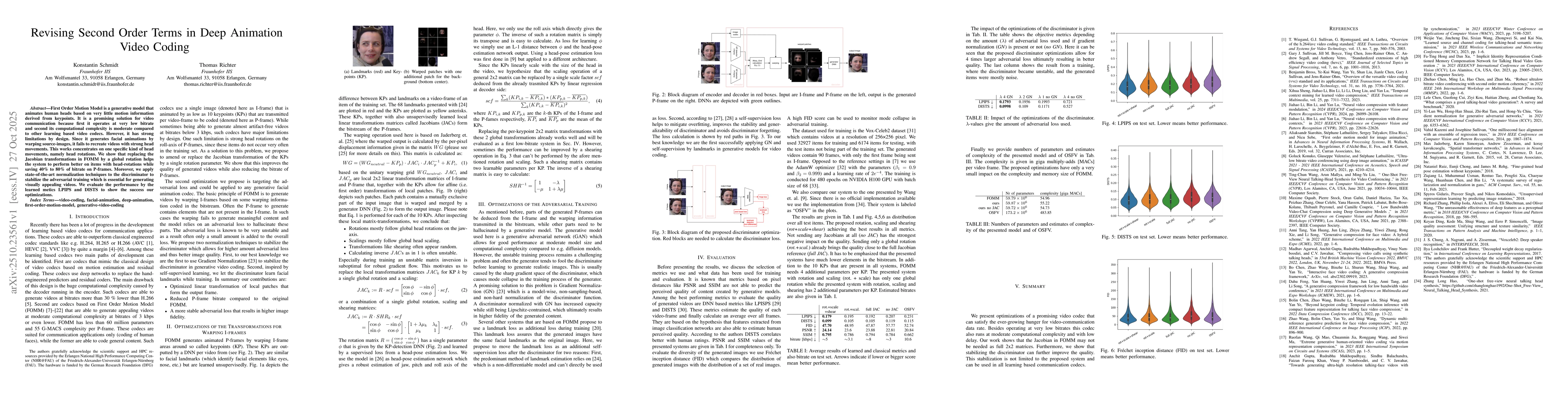 Thumbnail for Revising Second Order Terms in Deep Animation Video Coding