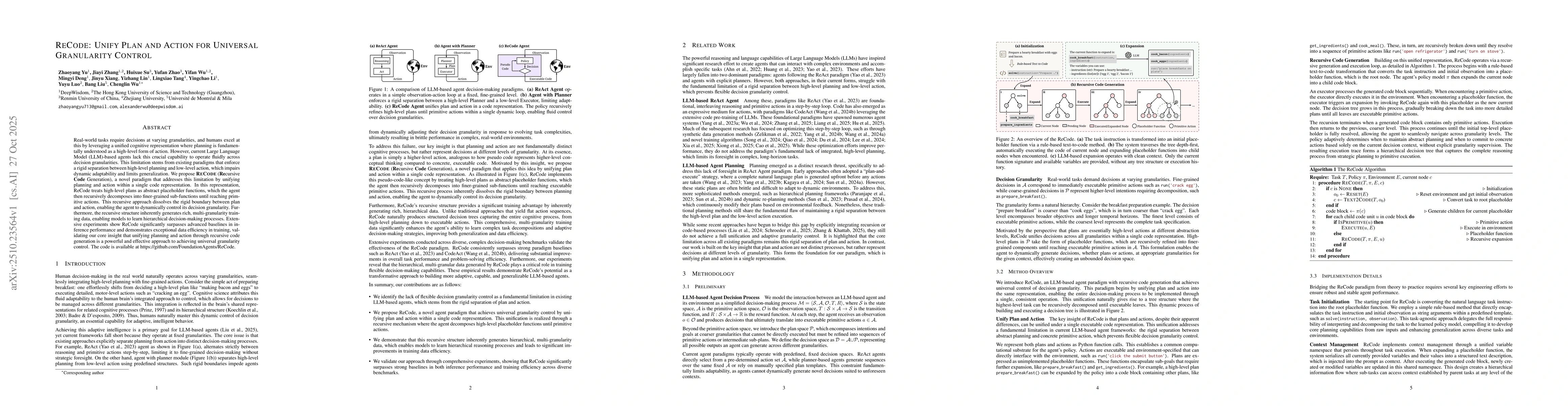 Thumbnail for ReCode: Unify Plan and Action for Universal Granularity Control