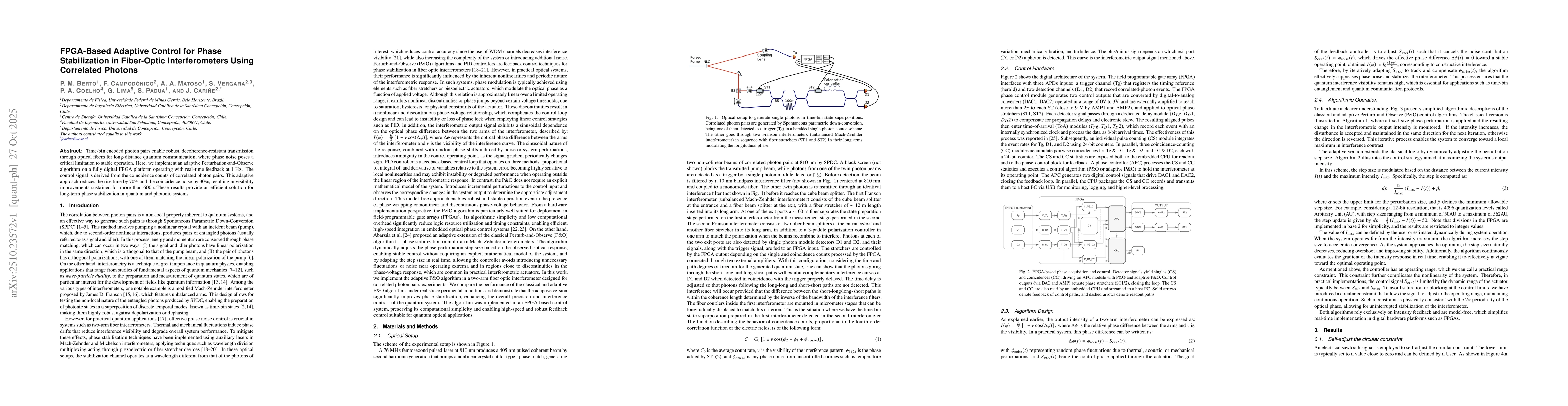 Thumbnail for FPGA-Based Adaptive Control for Phase Stabilization in Fiber-Optic
  Interferometers Using Correlated Photons