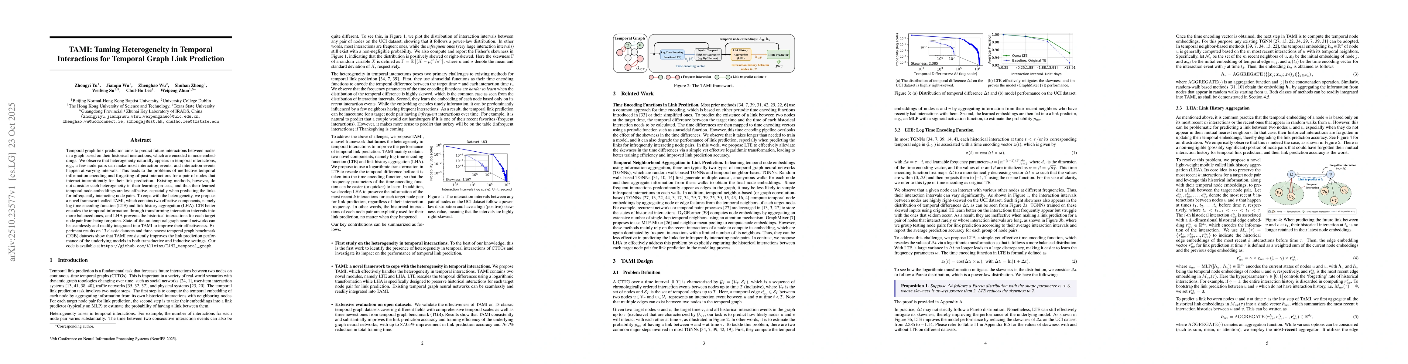 Thumbnail for TAMI: Taming Heterogeneity in Temporal Interactions for Temporal Graph
  Link Prediction