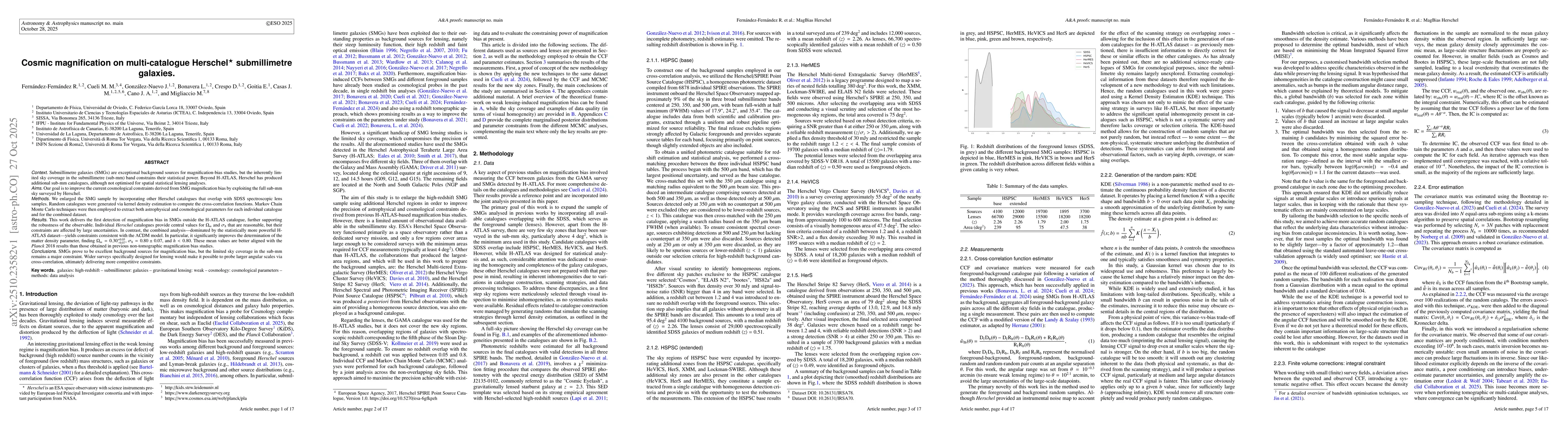 Thumbnail for Cosmic magnification on multi-catalogue Herschel submillimetre galaxies