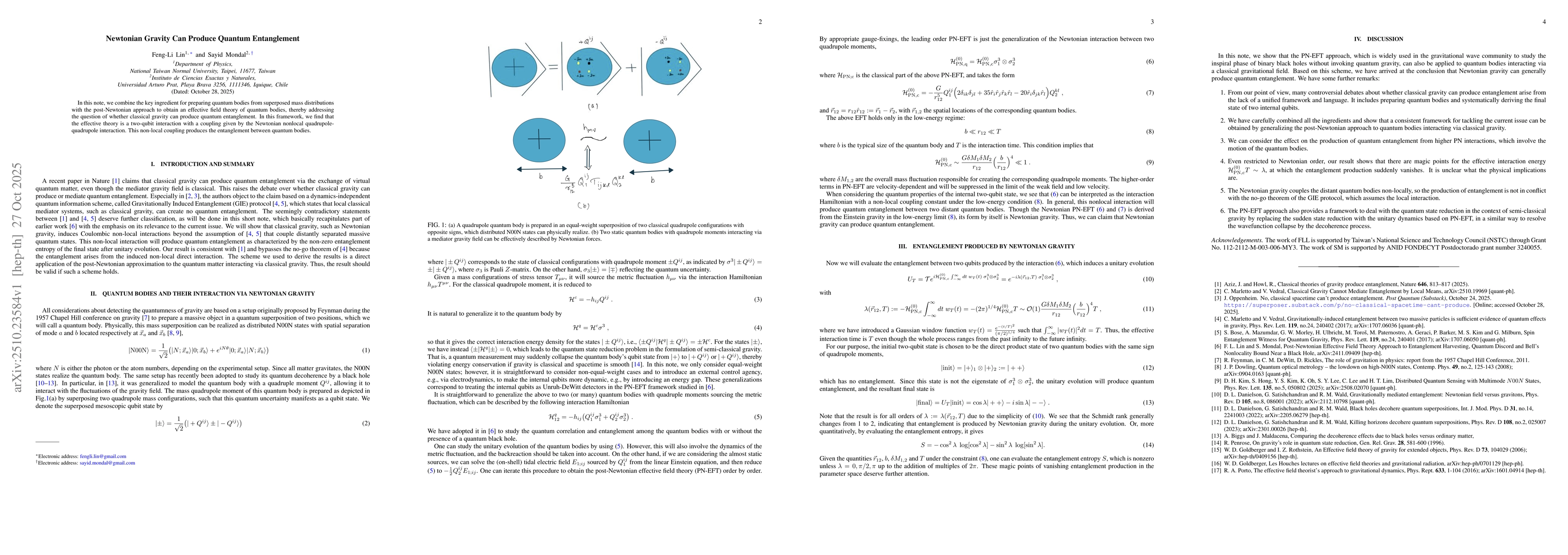Thumbnail for Newtonian Gravity Can Produce Quantum Entanglement