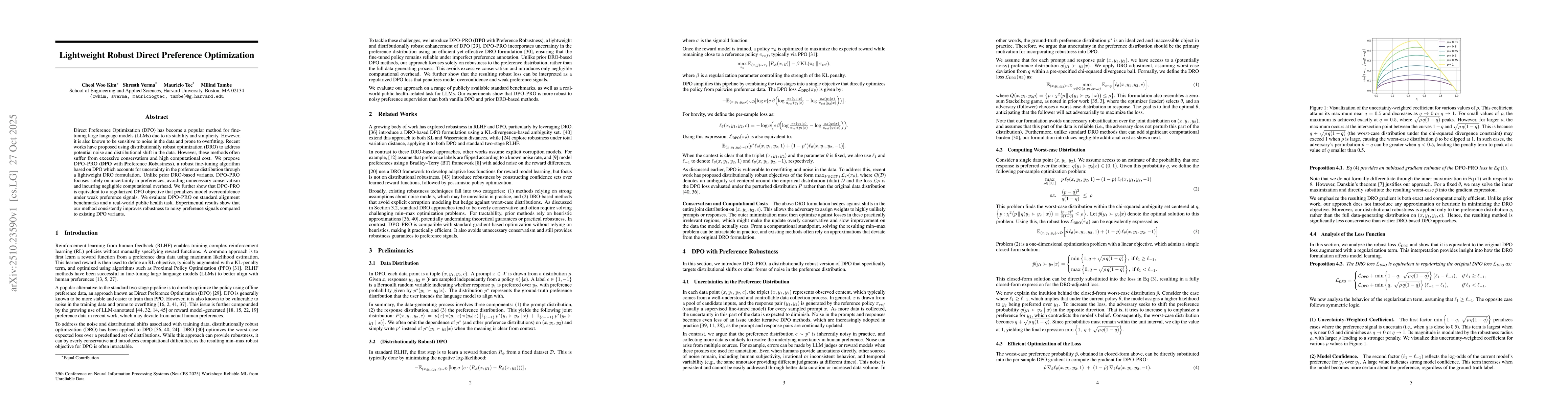 Thumbnail for Lightweight Robust Direct Preference Optimization