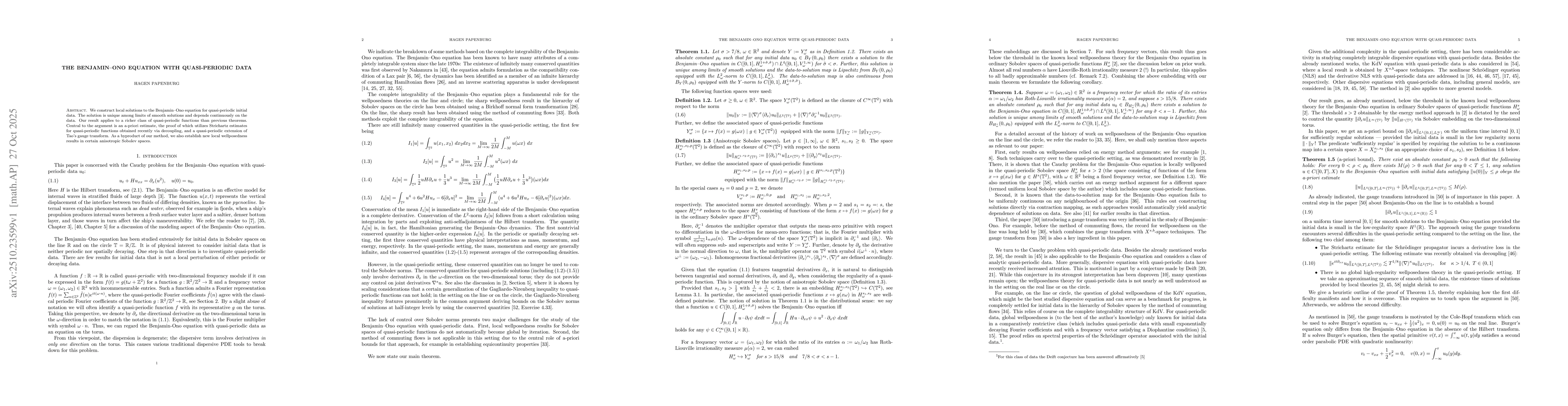 Thumbnail for The Benjamin-Ono equation with quasi-periodic data