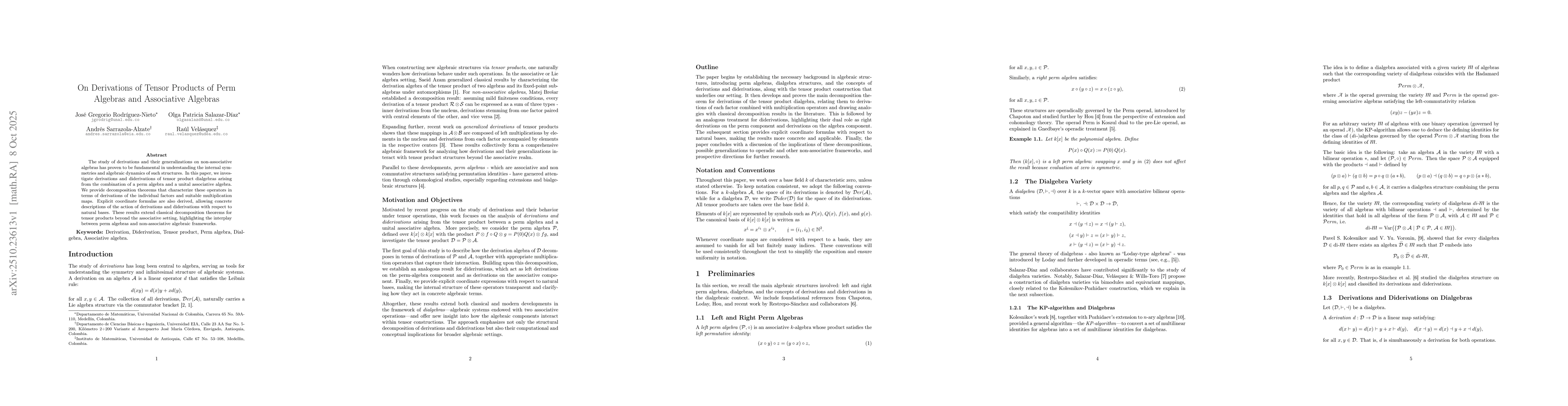 Thumbnail for On Derivations of Tensor Products of Perm Algebras and Associative
  Algebras